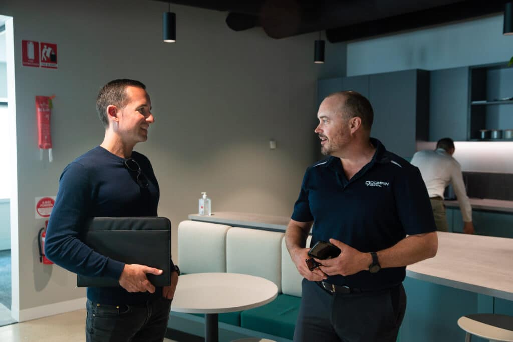 Charlie with a client